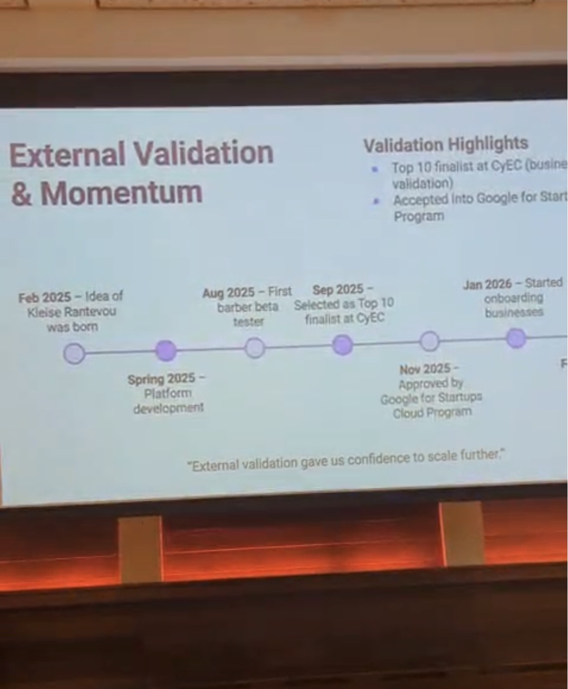 Kleise Rantevou product roadmap and validation overview